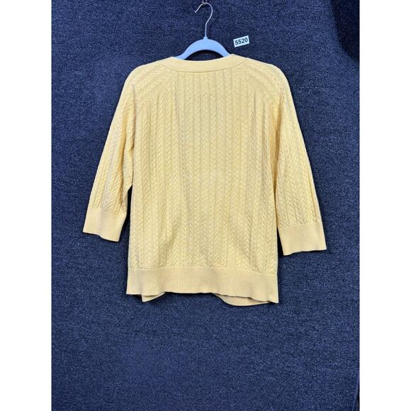 Talbots Pima Cotton Cable Knit Cardigan Sweater Womens Sz 1X V-Neck 3/4 Sleeves - Picture 2 of 6
